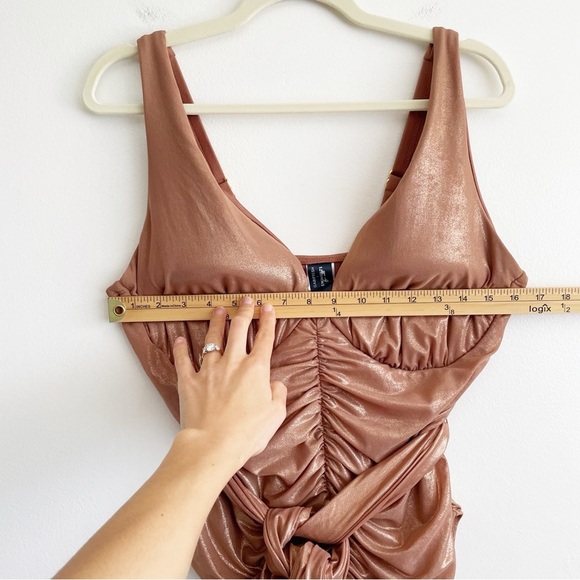 New Gabifresh swimsuits for all Rose Gold One Piece Swimsuit plunge ruched tie - Picture 11 of 12